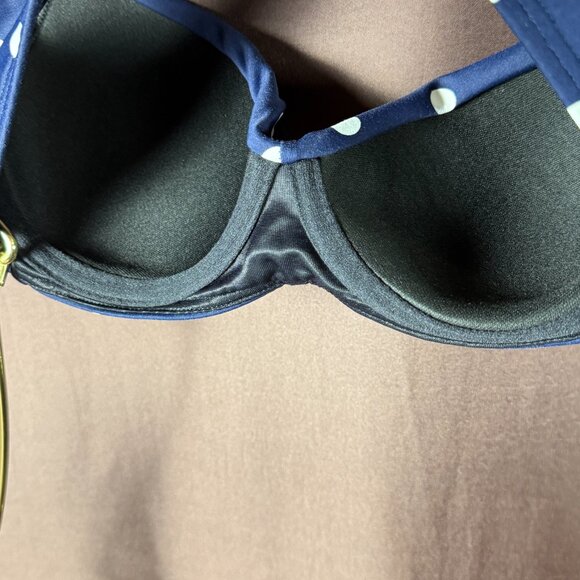 Lands' End DEEP SEA POLKA DOT Twist Front Underwire Bikini Swim Top Size 2,4  Pl - Picture 8 of 10